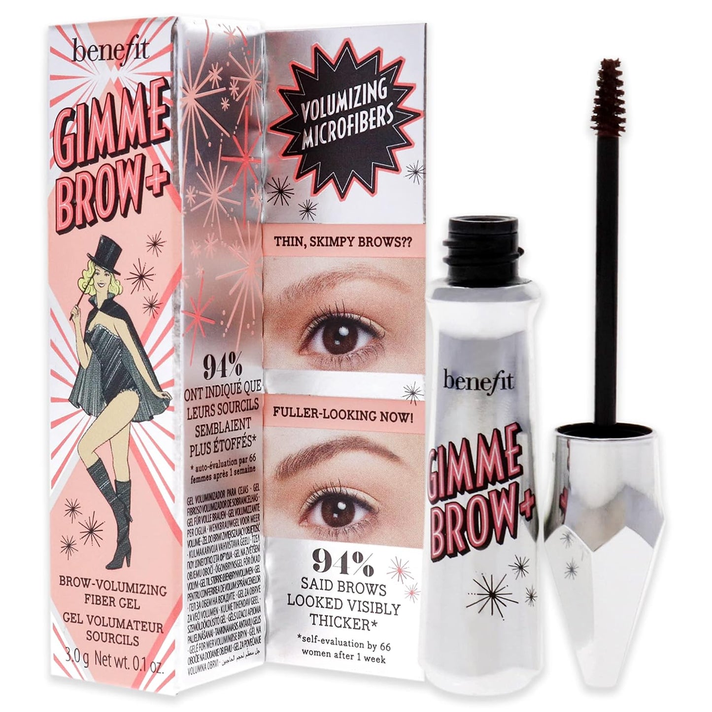 Benefit Cosmetics Gimme Brow + Volumizing Eyebrow Gel, 4.5 - Neutral deep brown, 1 Count