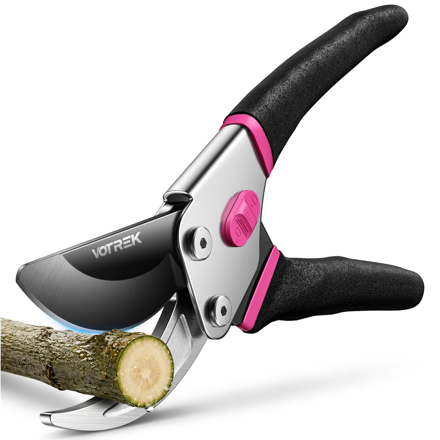 VOTREK® Pruning Shears, 8.5” Professional Garden Pruner with Jam-Proof Spring & Ever-Sharp SK5 Blade, Ergonomic Bypass Clippers for Rose, Tree Trimming, Heavy Duty Bonsai Scissor for Weak Hand