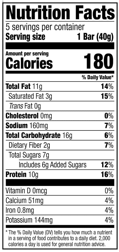 Amazon Brand - Happy Belly Protein Chewy Bars, Peanut, Almond & Dark Chocolate, 5 Count (Pack of 2)