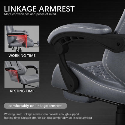 Ergonomic Gaming Chair, RGB LED Lights Computer Chairs with Retractable Footrest, 400 lbs Lumbar Support Linked Armrests Gamer Chair High Back Heavy Duty Video Game Chairs (Black Red)