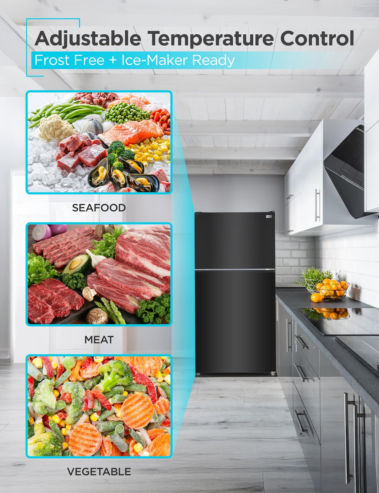 BLACK+DECKER 16.4 Cu. Ft. Top Mount Refrigerator with Freezer, 2 Door Refrigerator with Top Freezer and Separate Temperature Controls, Auto Defrost, BR1640KW, White