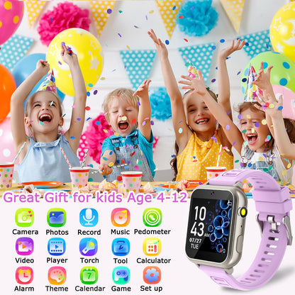 Cosjoype Kids Game Smart Watch for Kids with 39 Puzzle Games HD Touch Screen Camera Music Player Pedometer Alarm Clock Calculator Flashlight 12/24hr Kid Watch Gift for 4-12 Year Old Boys Toys for Kid