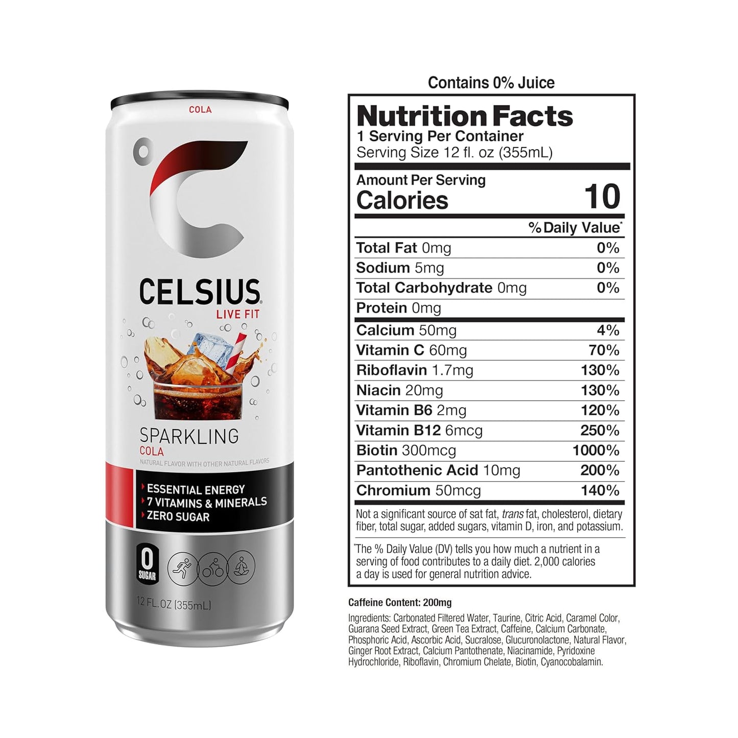 CELSIUS Sparkling Orange, Sugar Free Energy Drink, 12 Fl Oz (Pack of 12)