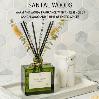 Craft & Kin Reed Diffuser with Dried Flowers | 5 oz Stone Fruit & Sage Scented Holiday Reed Diffusers for Home, Bathroom | Scent Sticks | Elegant Fragrance Home Decor for Men & Women