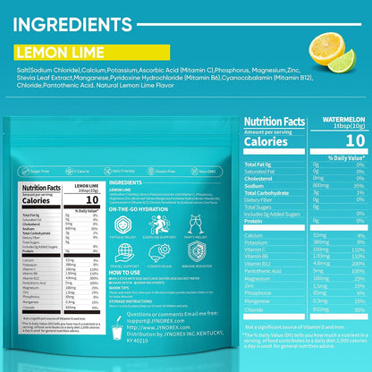 Electrolytes Powder Packets Sugar Free, 30 Sticks High Sodium Hydration Packets, Electrolyte Drink Mix with Lemon Lime Watermelon Peach Berry Kiwi Tropical Punch Lychee Cranberry, 10.5OZ