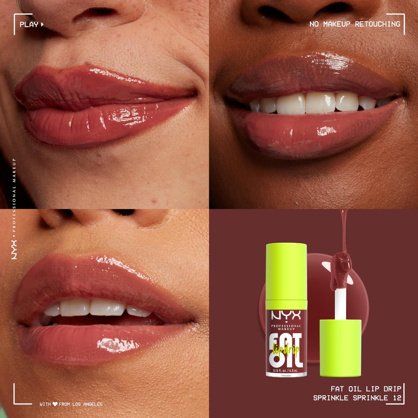 NYX PROFESSIONAL MAKEUP Fat Oil Lip Drip, Moisturizing Lip Oil Gloss, Vegan Tinted Formula, Up to 12 HR Hydration - Supermodel (Shimmering Magenta)