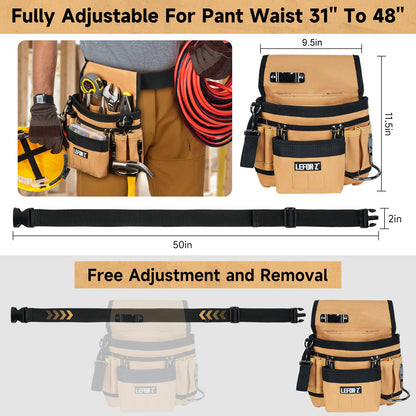Tool Belt,Magnetic Tool Pouch,14-Pockets Tool Belts for Men,Detachable & Adjustable Tool Pouch belt for Electrician,Carpenter,Construction,Work Apron,Utility Belt,Black-Yellow