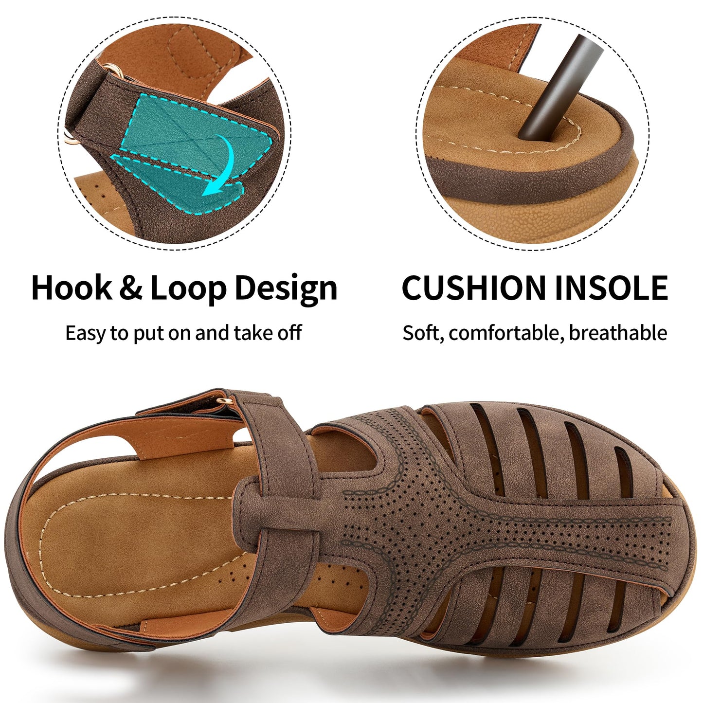 Womens Summer Flat Sandals: Comfortable Closed Toe Dressy Flats Sandals Ankle Strap Casual Outdoor Fisherman Walking Sandal