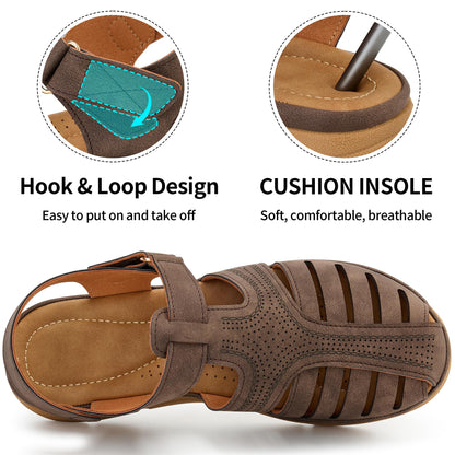 Womens Summer Flat Sandals: Comfortable Closed Toe Dressy Flats Sandals Ankle Strap Casual Outdoor Fisherman Walking Sandal