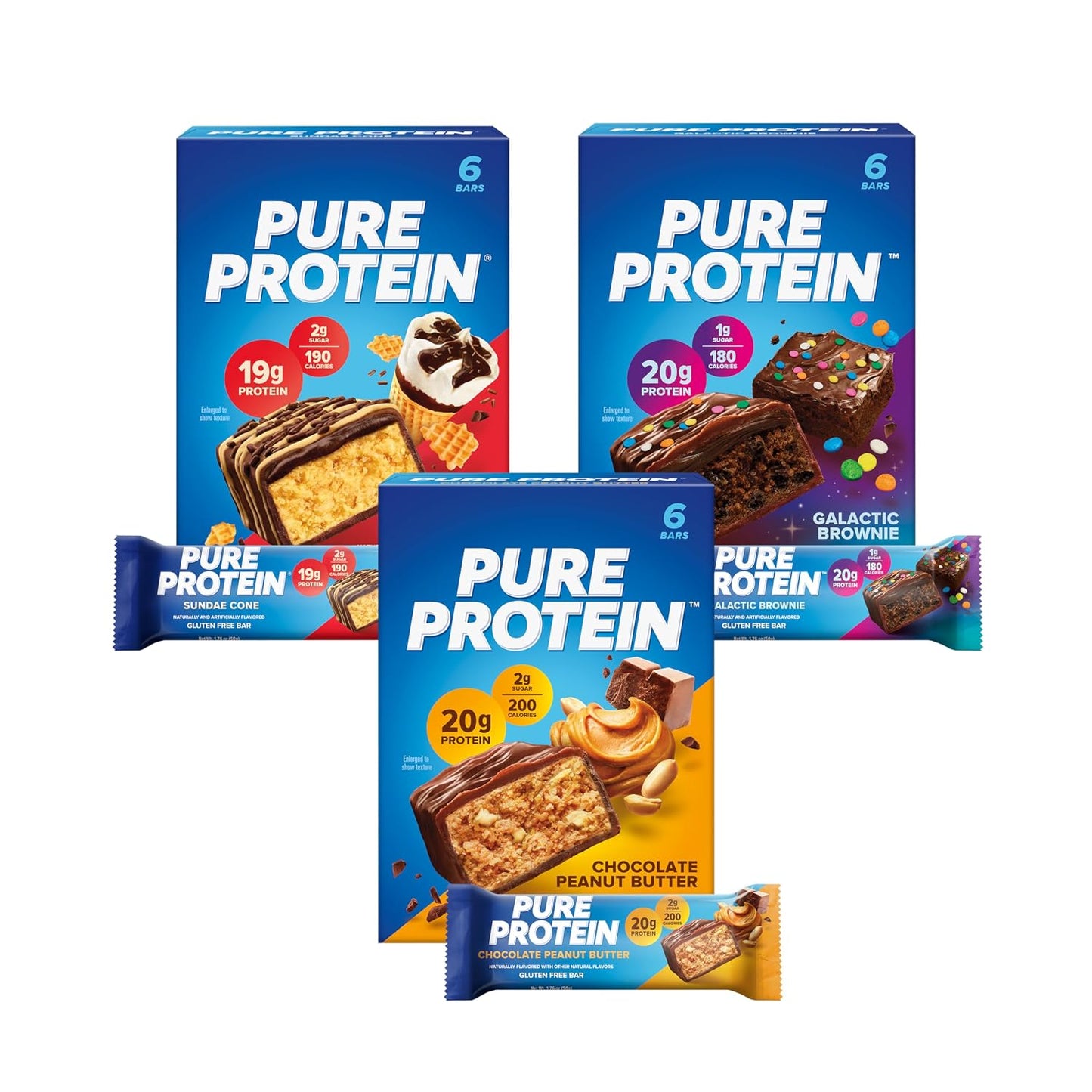 Pure Protein Bars,High Protein,Nutritious Snacks to Support Energy,Low Sugar,Gluten Free,Variety Pack,1.76oz,18 Count (Pack of 2)