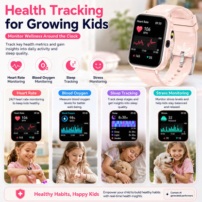 Smart Watch for Kids Boys Age 5-12, Ai Functions Games HD Touch Screen Watches with Video Camera Music Player Pedometer Heart Rate Sleep Tracker Christmas Birthday Gifts for Boys (Camouflage, 1.85")