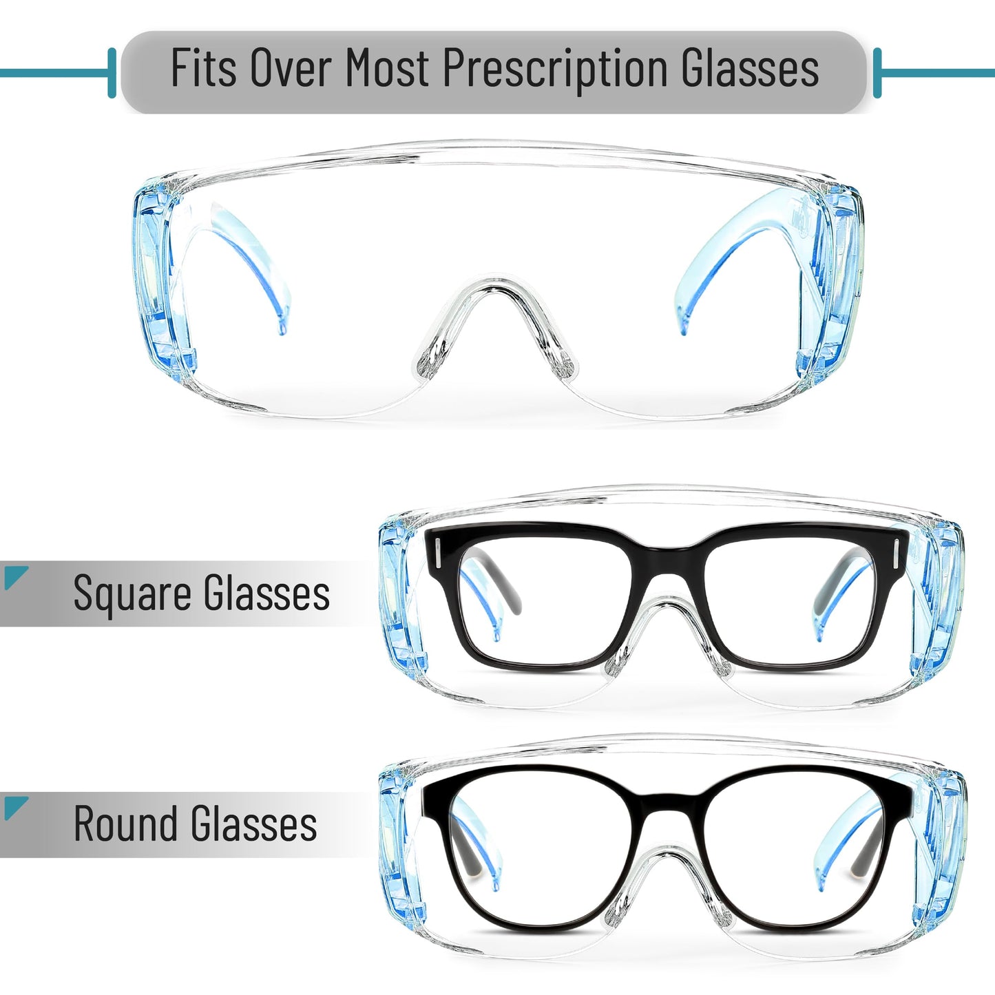 UNCO- Safety Goggles Over Glasses, Protective Goggles, Anti Fog, Work, Safety Glasses Over