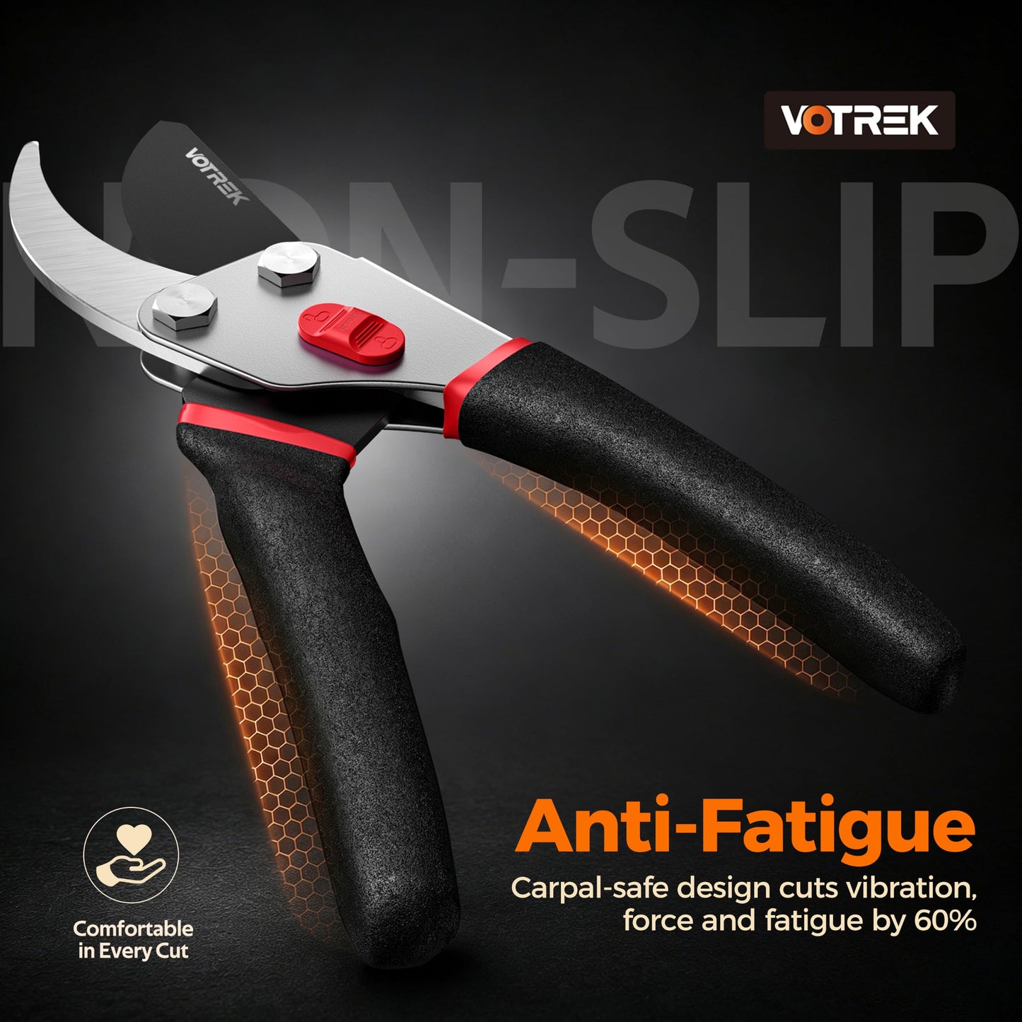 VOTREK® Pruning Shears, 8.5” Professional Garden Pruner with Jam-Proof Spring & Ever-Sharp SK5 Blade, Ergonomic Bypass Clippers for Rose, Tree Trimming, Heavy Duty Bonsai Scissor for Weak Hand