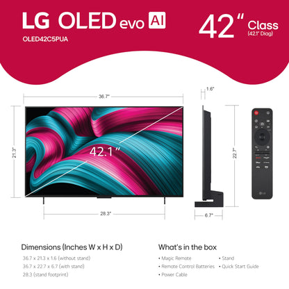LG 55-Inch Class OLED evo AI 4K C5 Series Smart TV w/Dolby Atmos, Dolby Vision, HDR10, AI Super Upscaling 4K, Filmmaker Mode, Wow Orchestra, Alexa Built-in (OLED55C5PUA, 2025)