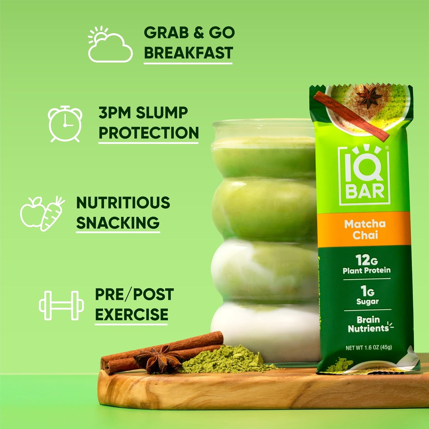 IQBAR Clean Plant Protein Bars, Almond Butter Chip 12-Count | Protein Snack | High Fiber, High Protein, Low Sugar, Clean Label Project Certified | Gluten Free, Dairy Free, Vegan, Keto, Soy Free