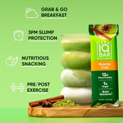 IQBAR Clean Plant Protein Bars, Almond Butter Chip 12-Count | Protein Snack | High Fiber, High Protein, Low Sugar, Clean Label Project Certified | Gluten Free, Dairy Free, Vegan, Keto, Soy Free