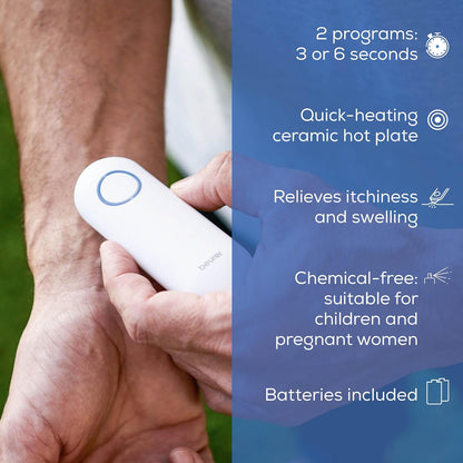 Beurer BR60 Insect Sting and Bite Relief, Bug Bite Healer for Chemical-Free Treatment of Insect Bites and Stings, Non-Toxic Natural Relief from Itching and Swelling, for Mosquito Bites