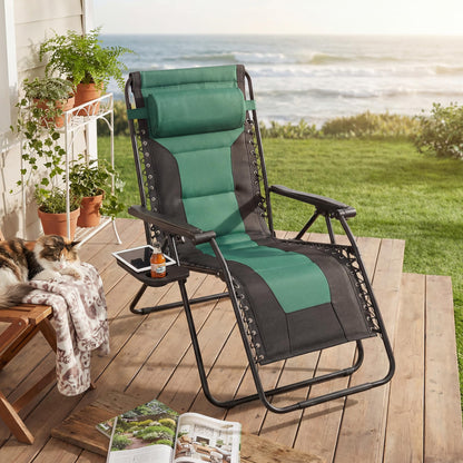 Alpen Zero Gravity Lounge Chair Set of 2, Patio Chair Folding Lounge Chairs for Outside, Portable Camping Chairs with Pillow and Cup Holder, Outdoor Recliner for Beach Outdoor Camping, Black
