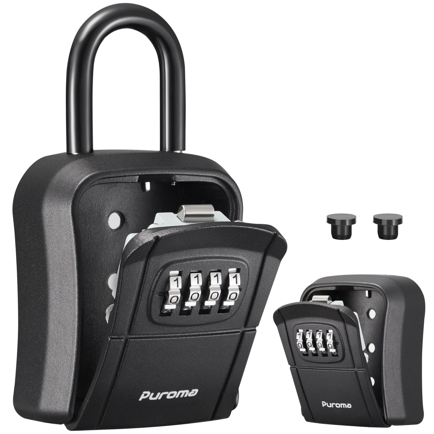 Puroma Key Lock Box, Portable Combination Lockbox Wall-Mounted Key Storage Box for House Keys, Resettable Code Safe Security Lock Box for Home, Office, Apartment Spare Key Storage (1 Pack, Gray)