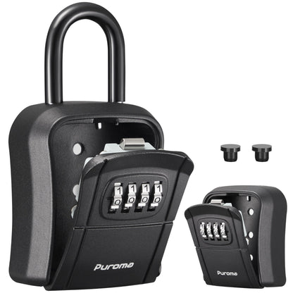 Puroma Key Lock Box, Portable Combination Lockbox Wall-Mounted Key Storage Box for House Keys, Resettable Code Safe Security Lock Box for Home, Office, Apartment Spare Key Storage (1 Pack, Gray)