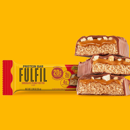 FULFIL Chocolate Peanut Butter Flavored Protein Bar Made with REESE's Peanut Butter, Gluten Free with 15g Protein, Pantry Staples, 12 Count