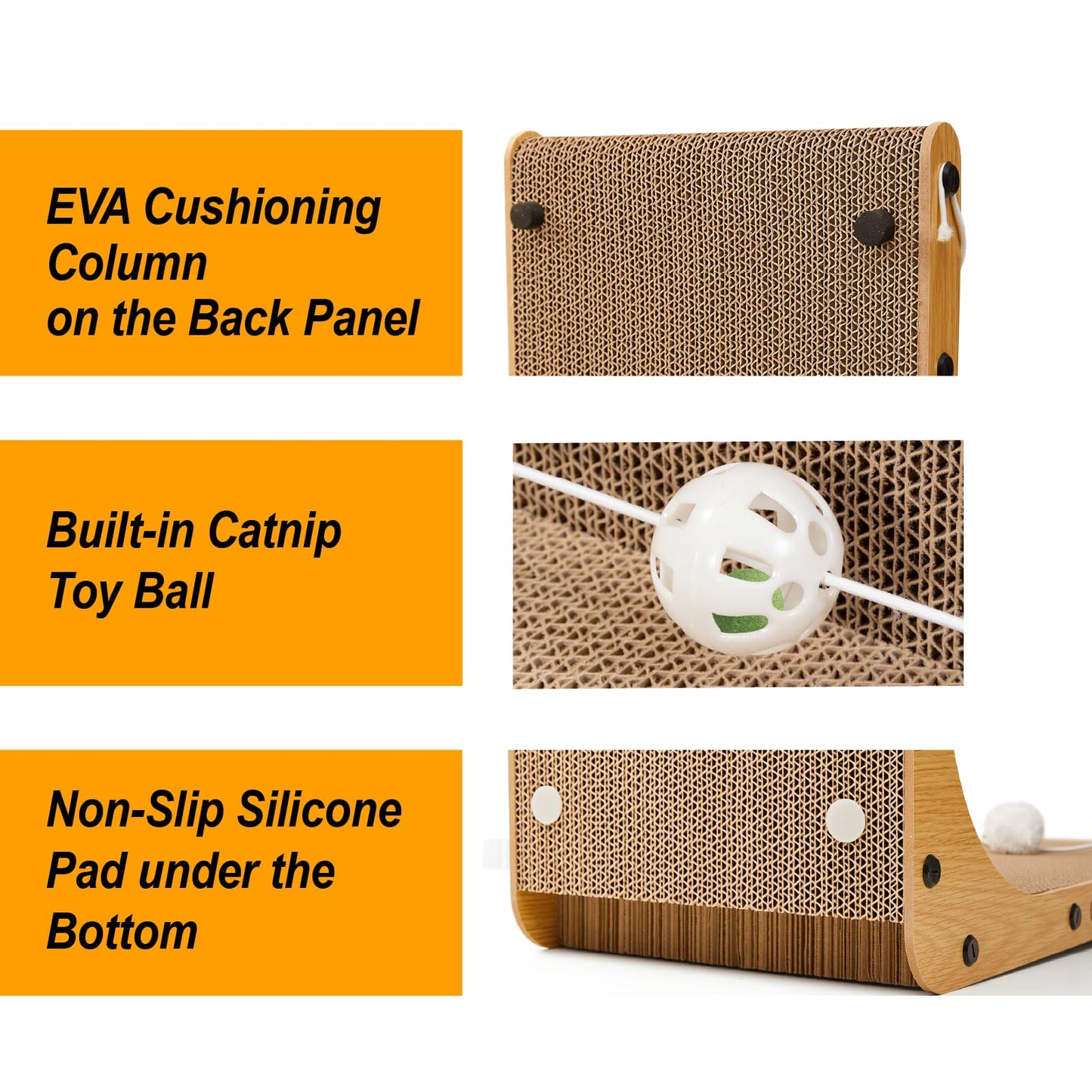 Value 2-Pack 23.6 Inch L-Shaped Cardboard Cat Scratcher, Dual Use (Vert/Horiz) Scratch Pad with Toy Balls, Wall-Mountable Furniture Protector Cat Scratchers for Indoor Cats