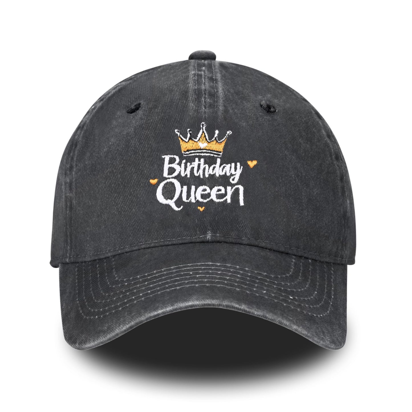 Embroidered Baseball Cap Adjustable Vintage Washed Distressed Denim Baseball Hat for Women Men