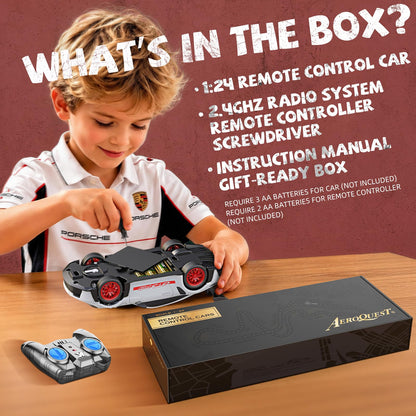 AEROQUEST 1:24 Lamborghini Remote Control Car （Green） | Officially Licensed,Birthday Gift,Toys for ages 3-8,Aventador SVJ Mode,Electric Sport Racing,Hobby RC Cars