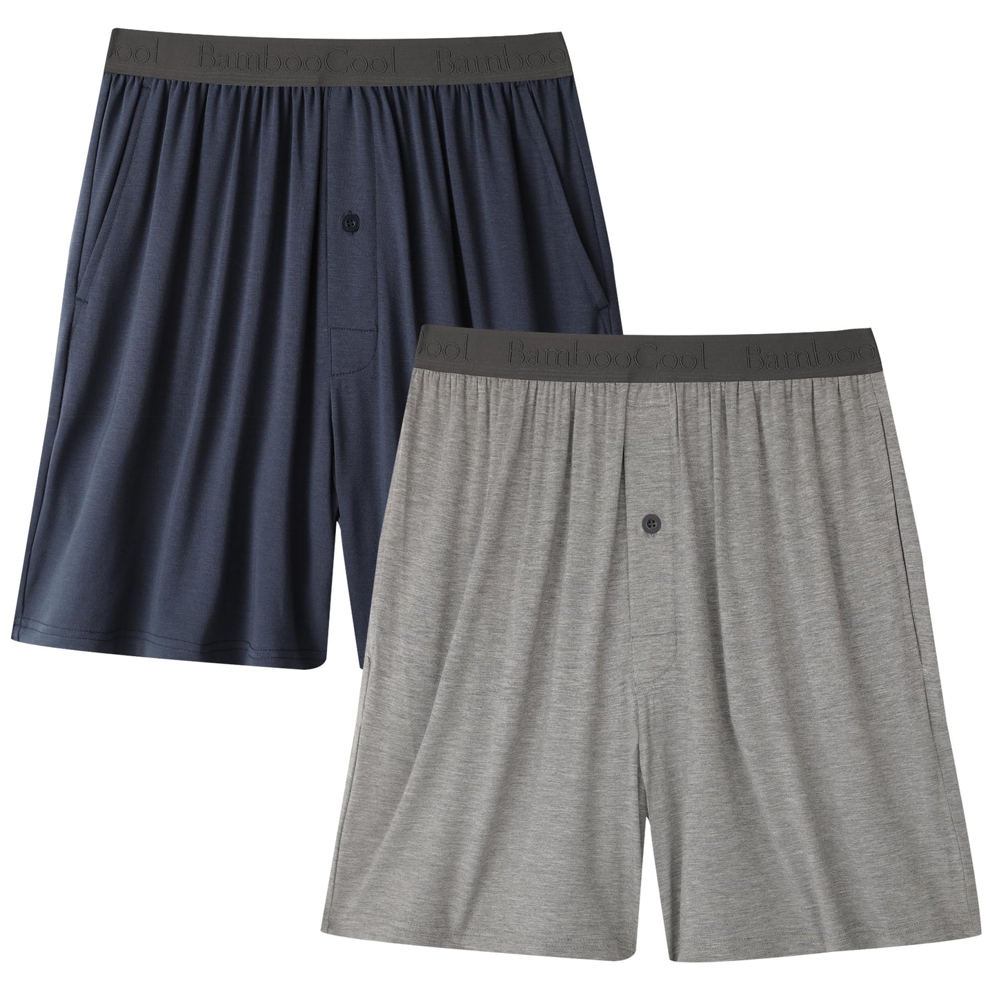BAMBOO COOL Men's Pajama bottoms Lounge Sleep Shorts Soft Comfortable Breathable Pajamas Shorts with Pockets 2 Pack