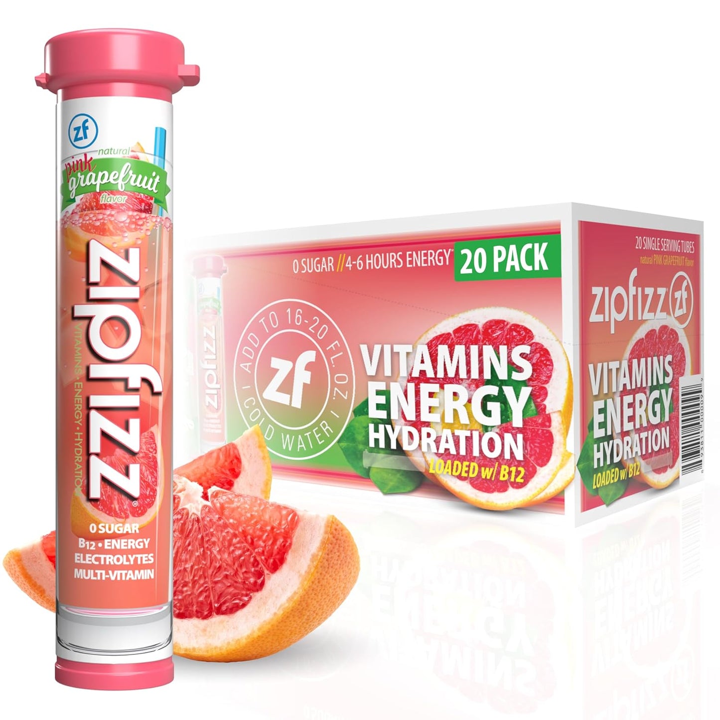 Zipfizz Daily Energy Drink Powder, Blood Orange, 20 Pack | 3-in-1 Sustained Energy, Rapid Hydration, and Essential Vitamins | Sugar-Free | Electrolyte Powder | Contains Vitamin B-12 & Antioxidants
