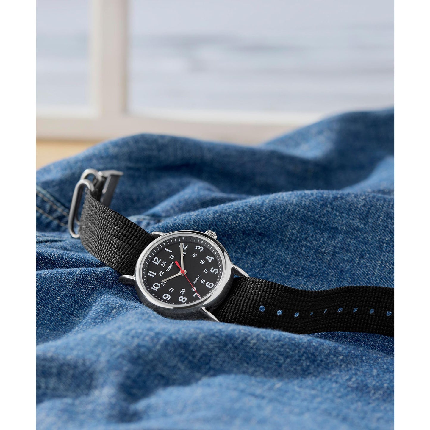 Timex Weekender 38mm Unisex Analog Watch | INDIGLO Backlight | Adjustable Durable Nylon Fabric Slip Through Strap | 24 Hour Time