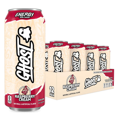 GHOST Energy Drink, Zero Sugars, 12-Pack, Cherry Limeade, 16oz | Energy & Focus Pre Workout Drink, No Artificial Colors, Gluten-Free, Vegan - 200MG Natural Caffeine, L-Carnitine, Taurine