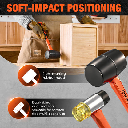 Saker 5-Piece Hammer Set,3lb Sledge Hammer,16oz Rubber Mallet, 16oz Ball Peen Hammer & Claw Hammer, 7oz Cross Peen Hammer for Home Repair & DIY Projects