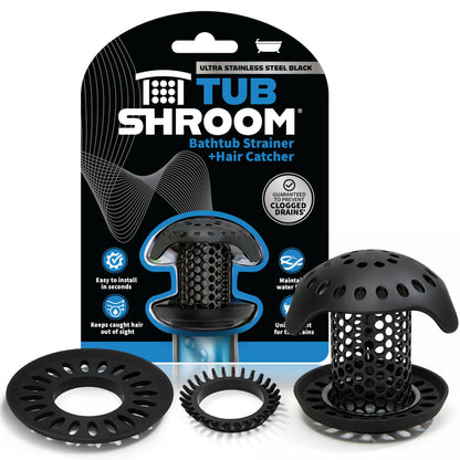 TubShroom Ultra Revolutionary Bath Tub Drain Protector Hair Catcher/Strainer/Snare, Stainless Steel, Stainless Combo