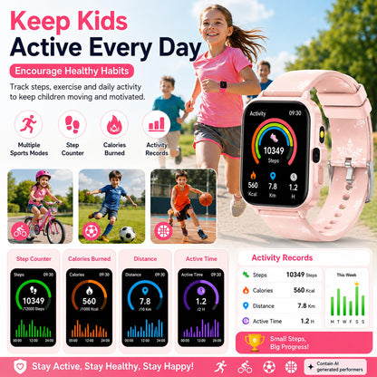 Smart Watch for Kids Boys Age 5-12, Ai Functions Games HD Touch Screen Watches with Video Camera Music Player Pedometer Heart Rate Sleep Tracker Christmas Birthday Gifts for Boys (Camouflage, 1.85")