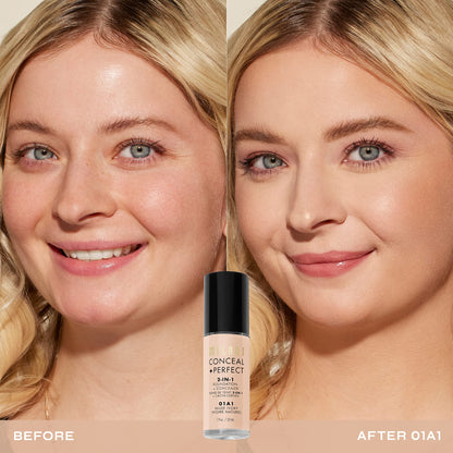 Milani Conceal + Perfect 2-in-1 Foundation + Concealer for a Flawless Complexion, Under Eye Corrector, Cover Redness and Imperfections, Waterproof and Sweatproof - 05A-Natural Beige