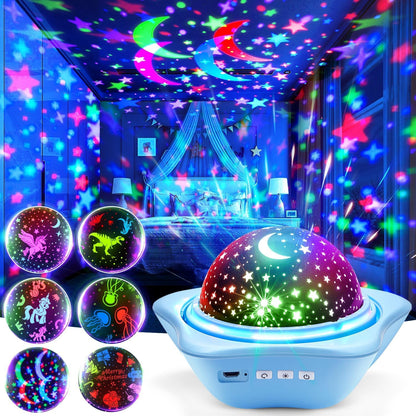 One Fire Girls Toys for Girl Gifts, 6 Films Light Projector Unicorn Toys for Girls Age 4-6, Rechargeable Night Lights for Bedroom, 360° Rotating Decor Mermaid Gifts Princess Baby Toddler Toys