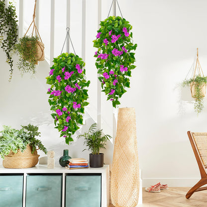 BLEUM CADE Fake Hanging Plants, 2pcs Artificial Pothos Vines Faux Plants Greenery for Wall Home Living Room Office Indoor Outdoor Decor (No Baskets)