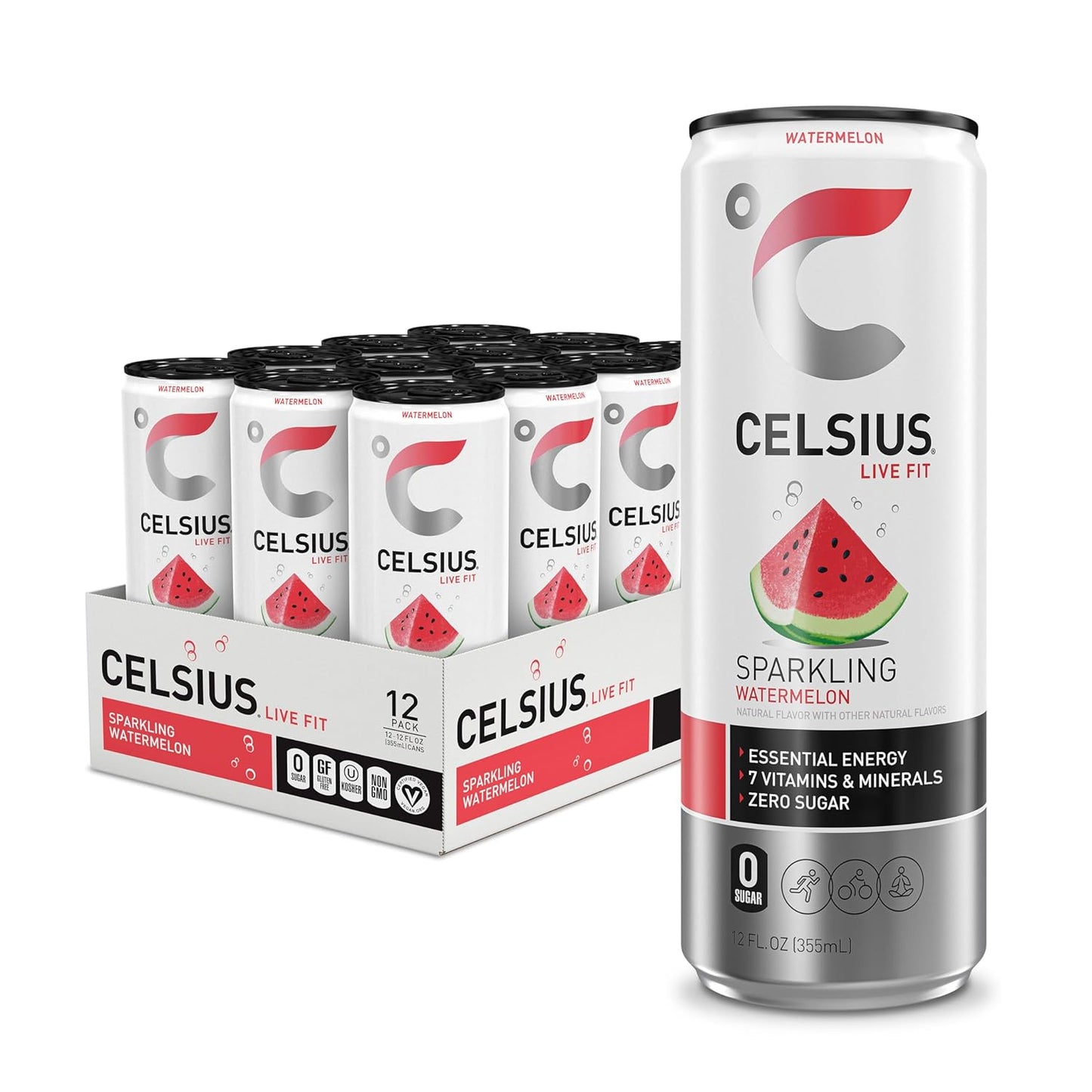 CELSIUS Sparkling Orange, Sugar Free Energy Drink, 12 Fl Oz (Pack of 12)