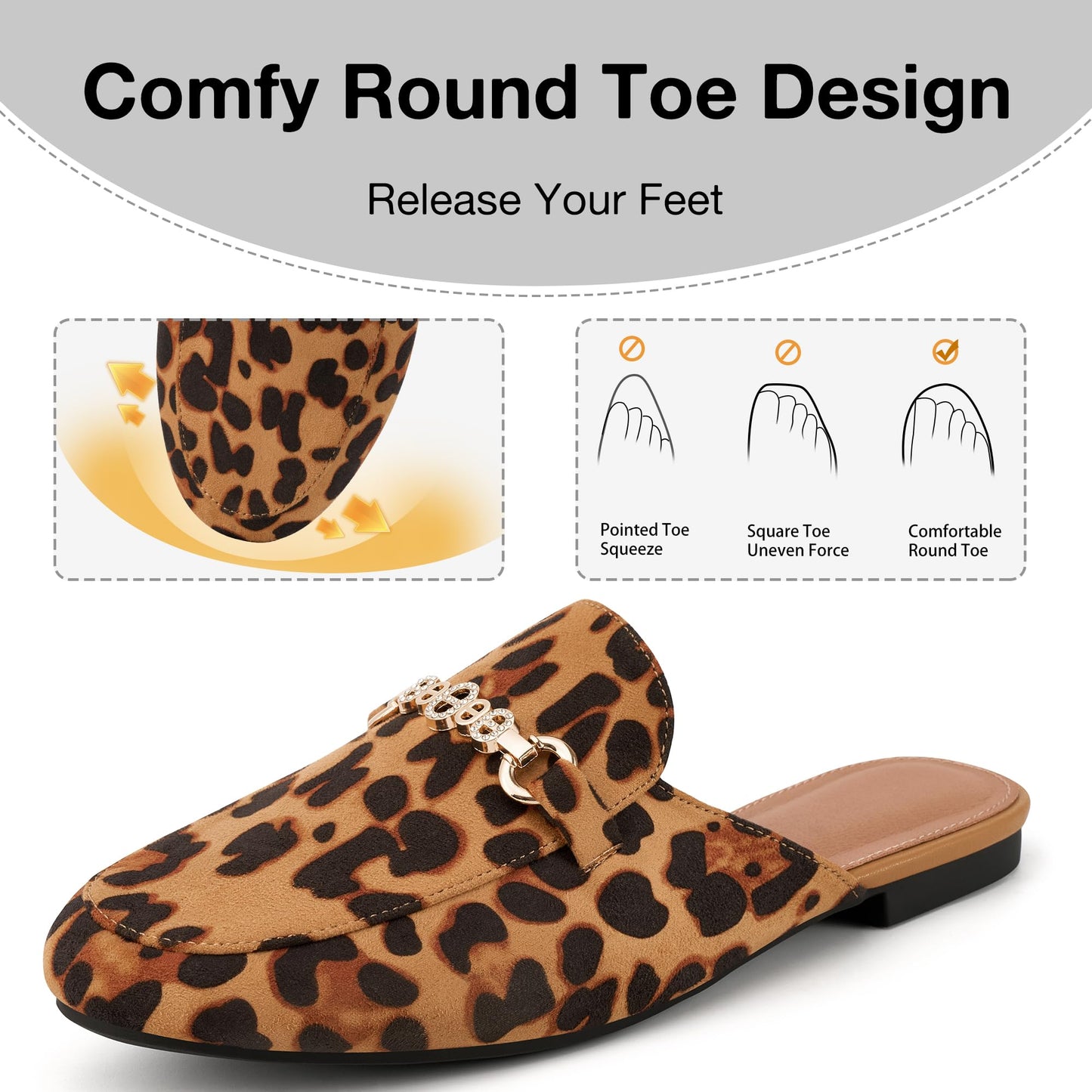Womens Mules Buckle Flats: Classic Suede Slip On Shoes Dressy Closed Toe Backless Slides Loafers 2026 for Business Work Office Casual