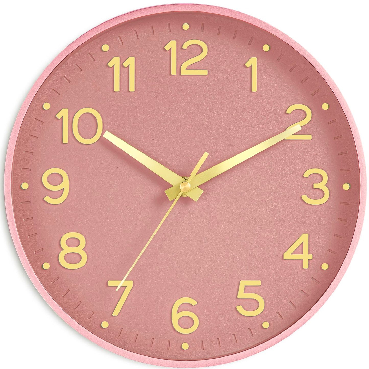 Roymnie Wall Clock Green, Silent Wall Clocks Battery Operated 8 Inch-Modern Non Ticking Analog Clock Decorative for Kitchen Office Bathroom Bedroom(Gold)