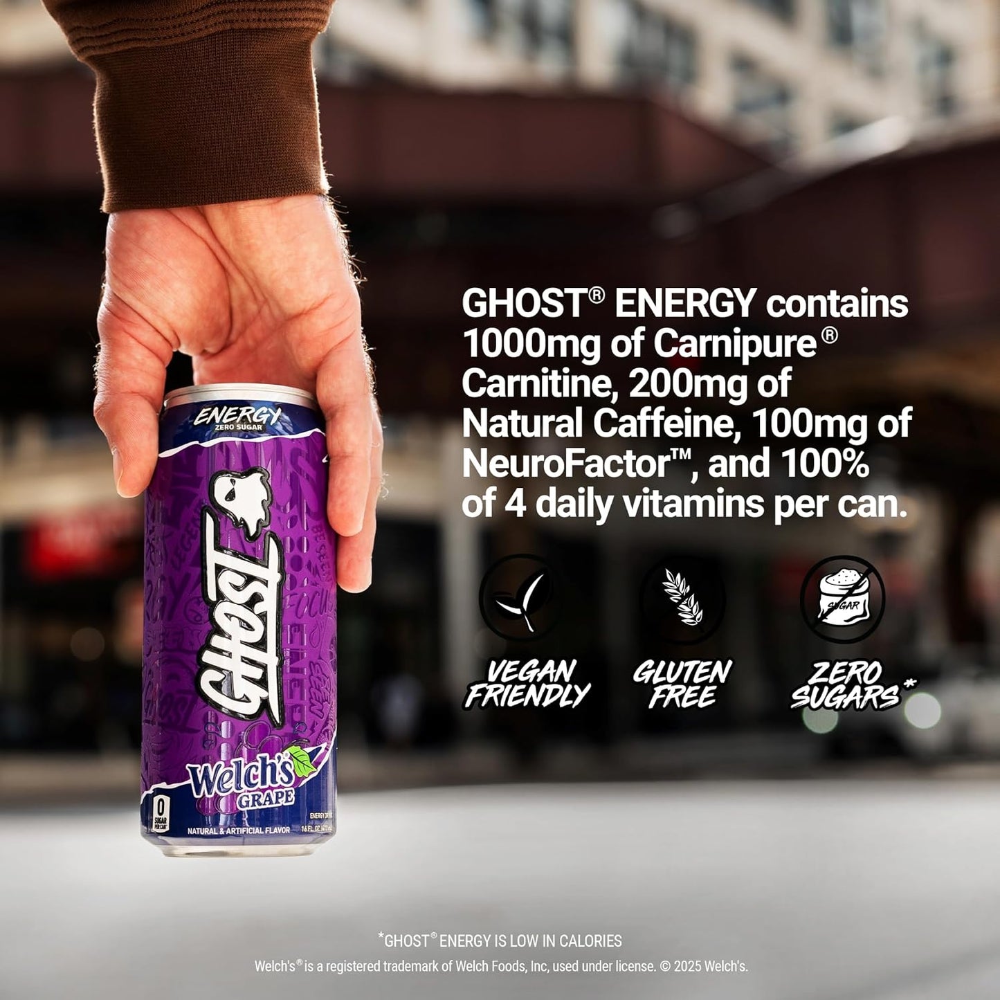 GHOST Energy Drink, Zero Sugars, 12-Pack, Cherry Limeade, 16oz | Energy & Focus Pre Workout Drink, No Artificial Colors, Gluten-Free, Vegan - 200MG Natural Caffeine, L-Carnitine, Taurine