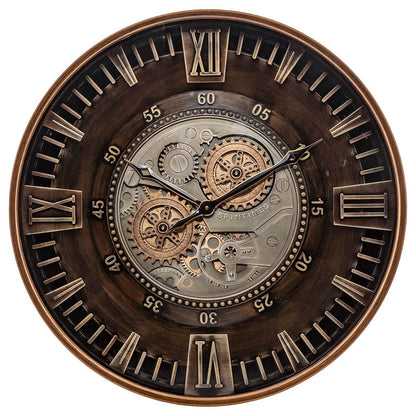 CLXEAST Mid Century Minimalist Modern Wall Clocks,24 Inch Wall Clock with Moving Gears, Large Cream Gold Wall Clocks for Living Room Decor,House Warming Gifts New Home