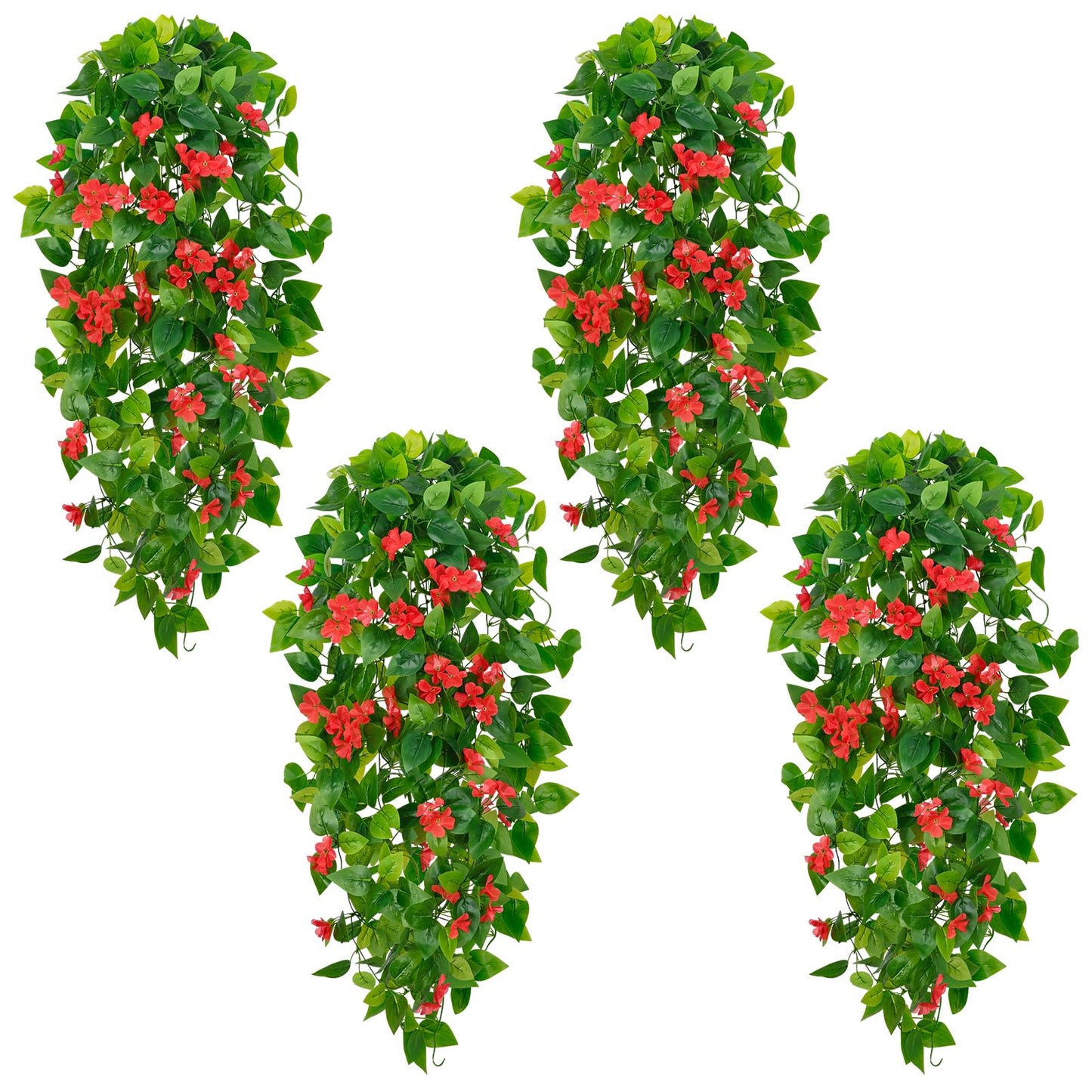 BLEUM CADE Fake Hanging Plants, 2pcs Artificial Pothos Vines Faux Plants Greenery for Wall Home Living Room Office Indoor Outdoor Decor (No Baskets)