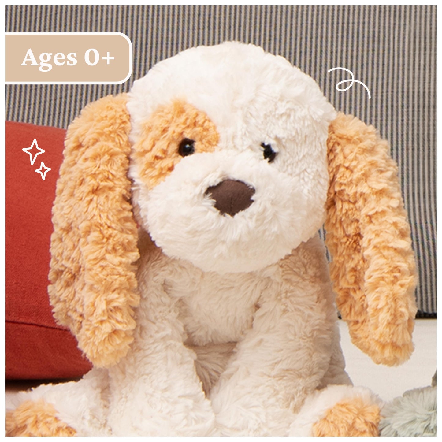 GUND Cozys Collection Cow, Stuffed Animal for Ages 0 and Up, Spring Decor Plush Toy, Cream/Blue, 10”