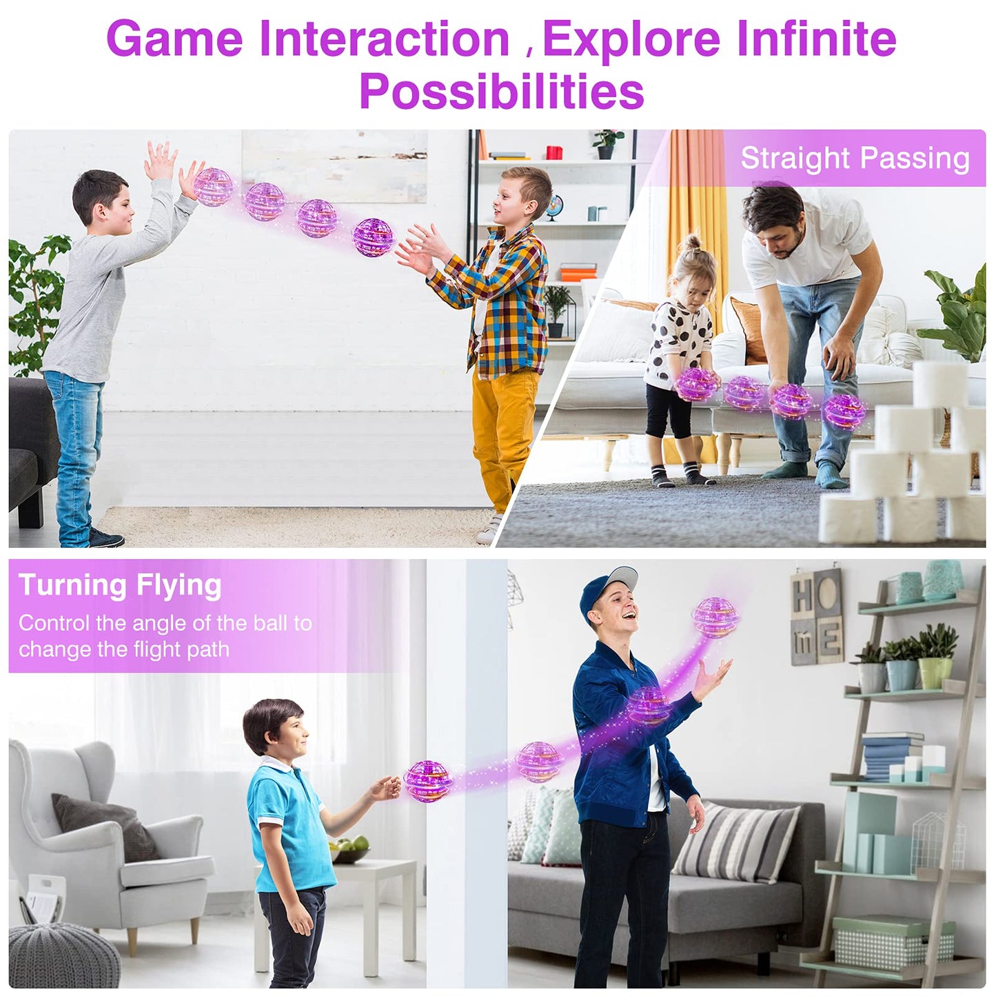 Ciniffo 2026 Upgraded Flying Orb Ball Toy with Dazzling Lights, Magic Hover Spinner, Cool Boomerang Hand Drone, Galaxy Ball Cosmic Globe, Indoor Outdoor Toys Gift for Kids 6 7 8 9 10+ Boys Girls