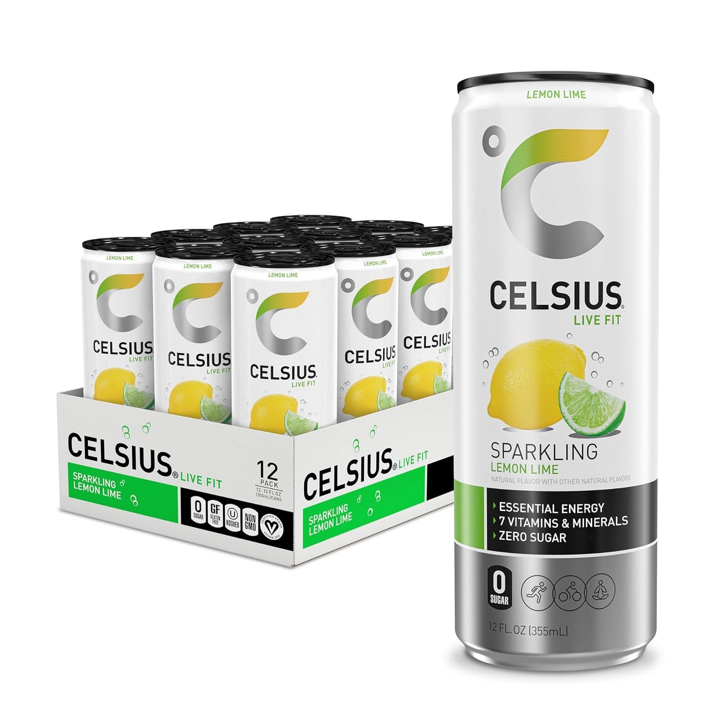 CELSIUS Sparkling Orange, Sugar Free Energy Drink, 12 Fl Oz (Pack of 12)