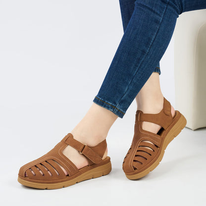 Womens Summer Flat Sandals: Comfortable Closed Toe Dressy Flats Sandals Ankle Strap Casual Outdoor Fisherman Walking Sandal