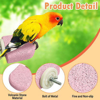 PINVNBY 4 PCS Bird Perch Stands Parrot Calcium Perch Beak Grinding Stone Foot Claws Trimmer Parakeet Platform Parrot Chewing Toys for Small Medium Cockatiel Conure Lovebird Finch