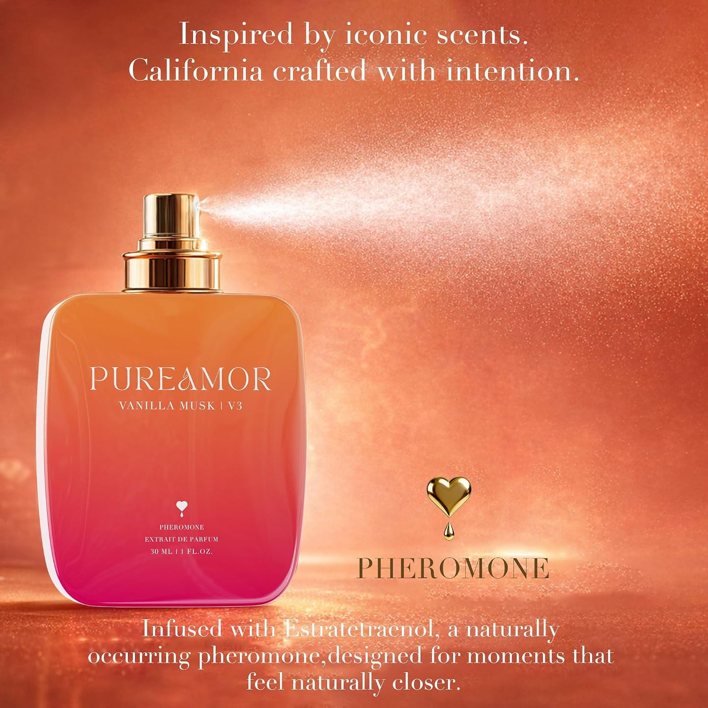 Pheromone Perfume for Women, Amber Noir Extrait de Parfum - Long Lasting Vanilla Amber Scent, 30% High Concentration, Full Size Fragrance Spray, 1.0 oz / 30 ml